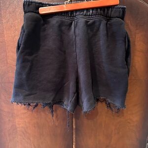 Cotton Citizen Shorts Womens extra Small Black Sweat Distressed Elastic Pocket